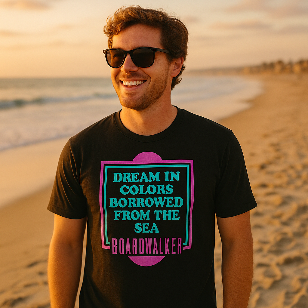 Dream in Colors Modeled Black Tee BOARDWALKER
