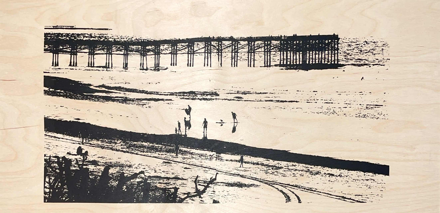 Pacific Beach Pier Print on Plywood 12in x 12in